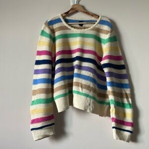 🌈 Stripe Crochet Crewneck Sweater